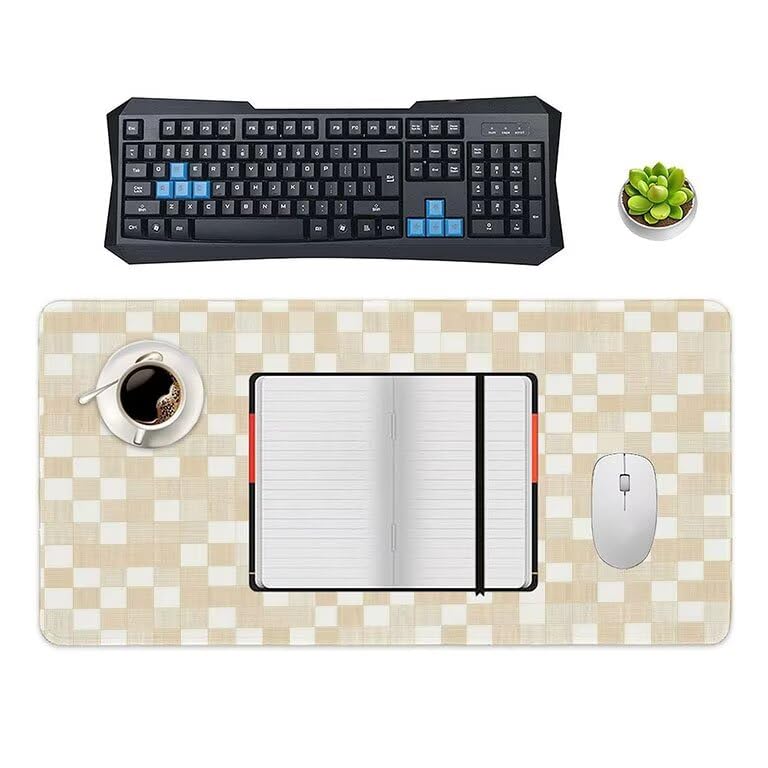 Alfombrilla de Ratón 1600 x 800 x 3mm Alfombrilla de Ratón Gaming Extendida de Gran Tamaño con Bordes Cosidos, Base de Goma Antideslizante y Almohadilla para Teclado, Celosía Moderna Mouse Pad p-363
