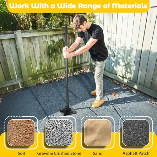 Tamper Tool, Heavy Duty 8"x 8" Steel Ground Tamper Tool for Garden Yard, Metal Hand Landscaping Tampers for Dirt, Soil,Concrete,Asphalt,58 Inch Long Handle,Driveway Repairing, Pathway Ground Leveling - Image 5