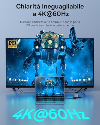 Docking Station USB-C 3 Monitor, Chip Ottimizzato,13-In-1 Hub USB-C, 2*HDMI e 1*DP 4K 60Hz, VGA, USB 3.1, PD 100W, Ethernet, Per Laptop - Hub USB - Immagine 3