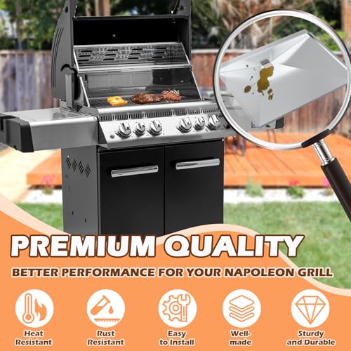 Image of Grease Tray Replacement for Napoleon Legend LEX 485 485RSIB Series Grill Replacement Parts, Grill BBQ Drip Pan Tray for Napoleon N010-0501-M01 N010-0501-M05 Grill Grease Catcher Accessories