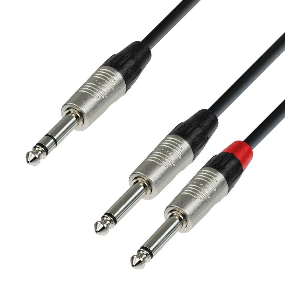 Adam Hall Cables 4 Star Yvpp 0150 Rean Audio Cable Stereo to 2X Jack 6.35mm Mono 1.5m, Black, us:one Size (K4YVPP0150)