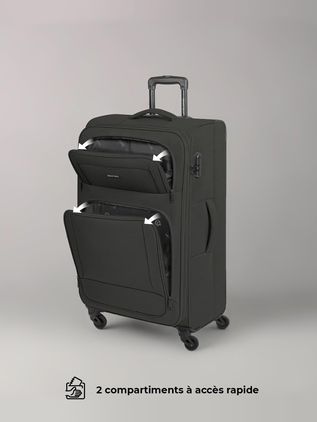 Smartbox Set de valises Souples 3 pièces Trolley Cabine Moyenne Grande Extensibles 4 Roues avec Serrure léger et résistant Edition 04