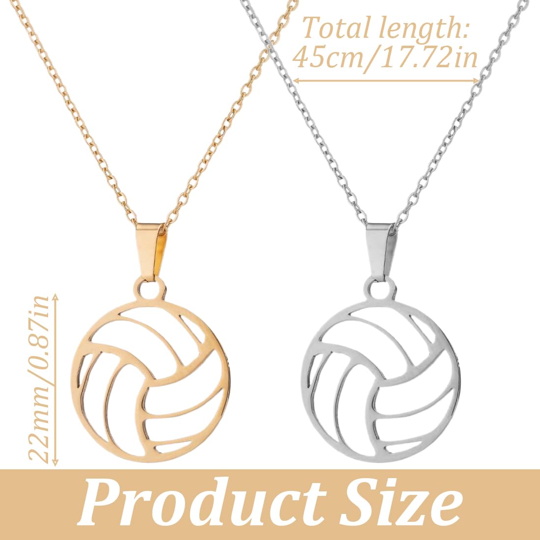 Lot de 2 colliers de volley-ball, colliers de basket-ball en acier inoxydable, bijoux de sport simples, collier de clavicule, cadeau pour adolescentes, filles et garçons