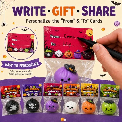 Image of 24 Pack Halloween Squishy Toy with Gift Card, Mochi Squishy Toys