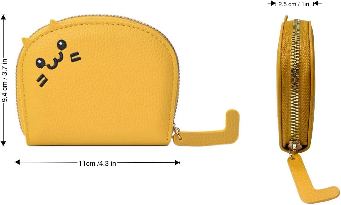 Cute Cat Small Wallet For Women– Small Zipper Pouch with Ears, Faux Leather Mini Card Holder Wallet (Orange) image 2