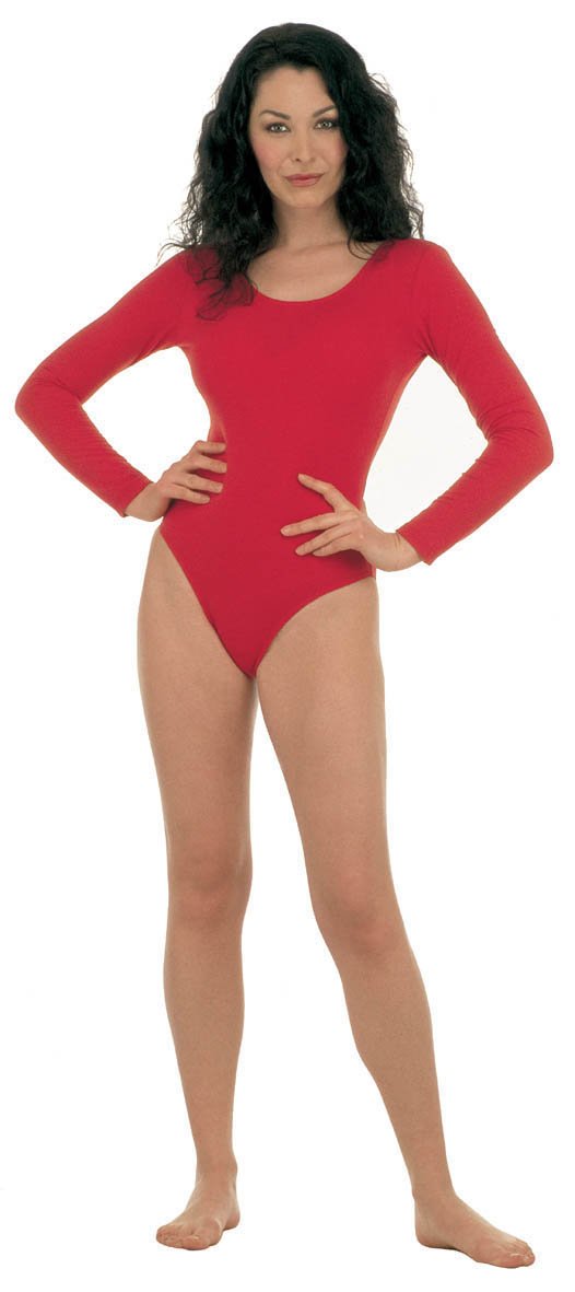 elegance1234 Ladies Roundneck Cotton Leotard/Bodysuit (UK 10 S(38), Red)