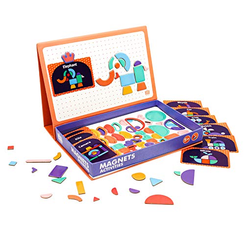 Portable Magnetic Puzzles Book for Toddlers 107Pcs Mix and Match Toy with Storage Case for Kids Age 5 6 7 8 Dress Up Game for Imagination Play Preschool Educational Learning Toy