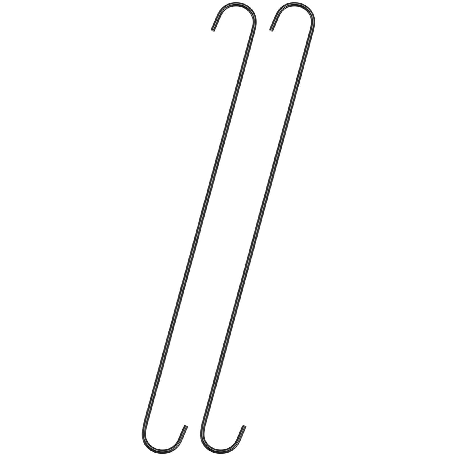 TOP-VIGOR 2Pcs S Hook, 500mm Hanging Hooks, Extra Long Non Slip Hangers, Kitchen Pot Pan Hanger Clothes Storage Rack for Bathroom, Bedroom, Closet, Office and Kitchen, Garden, Black