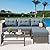 Vongrasig 3 Pieces Patio Furniture Sets, All-Weather Wicker Outdoor Sofa Couch Sectional Set, Small Conversation Set for Patio, Garden w/Cushion, Glass Table, (Blue)