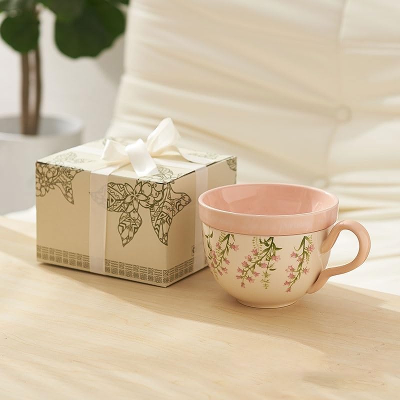 Ceramic Breakfast Cups Large-capacity Covered Anti-scald Household Milk Oat Coffee