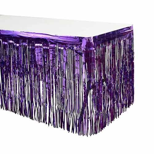 Foil Table Skirt 160cm x 70cm (Dark Purple)