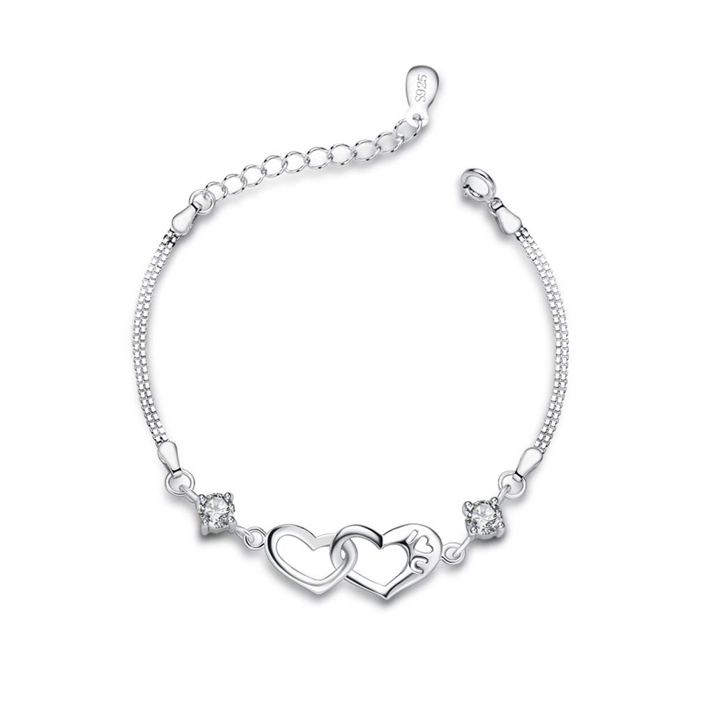 Bo&Pao Pulsera para Mujer con Diseño en Corazón en Plata de ley 925