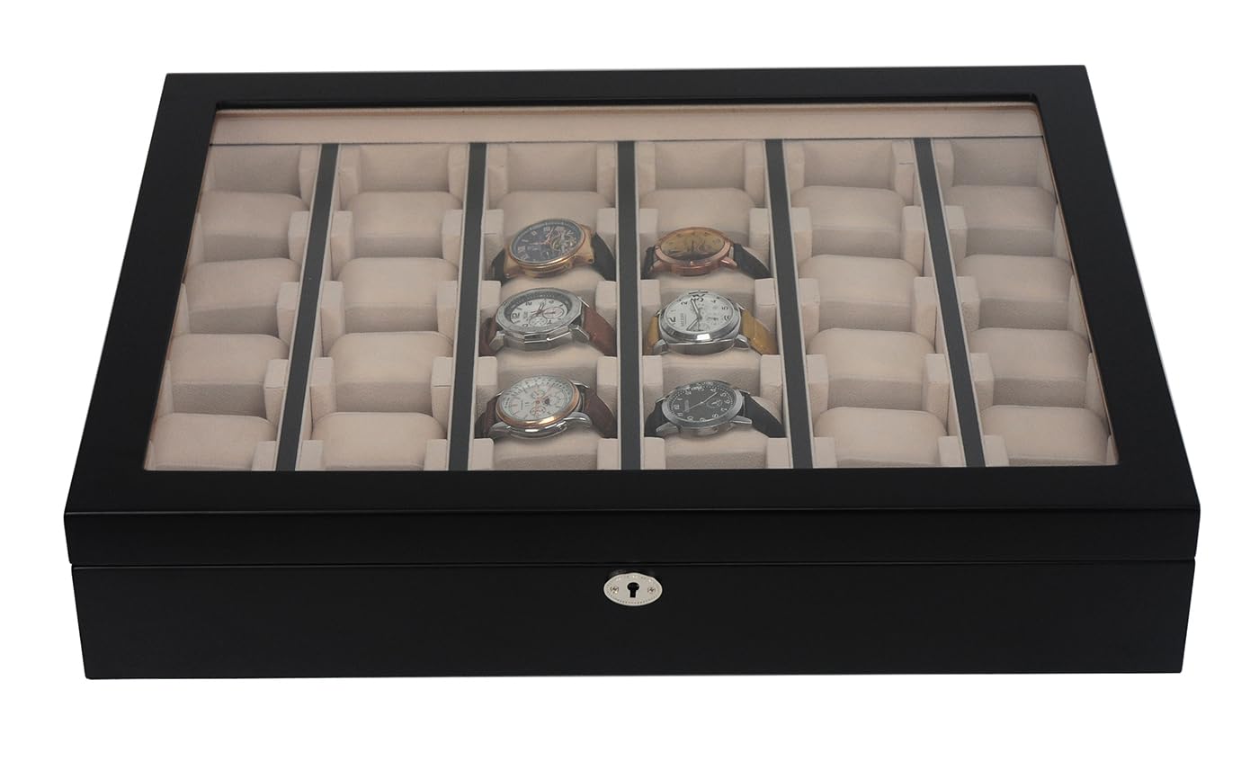 TIMELYBUYS Lot de 30 présentoirs muraux en bois noir pour montres surdimensionnées