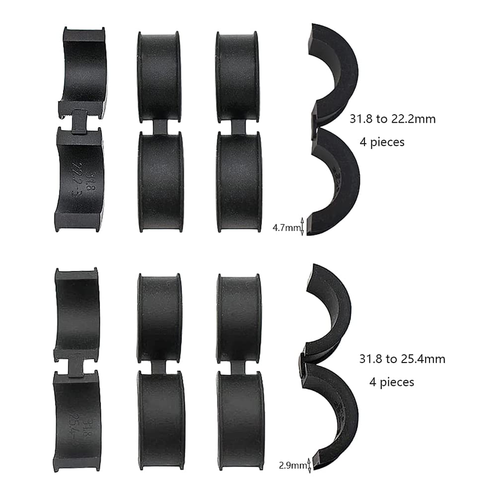 Lot De 8 Joints De Guidon Vélo En Silicone - Adaptateur 31.8 Mm Vers 25.4/22.2 Mm Pour Support Téléphone, Lampe, Ordinateur