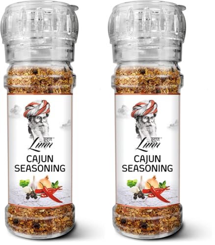 Image of LUNN Cajun Seasoning 55g Grinder | Authentic Cajun Spice Mix | Gourmet All-Purpose Seasoning | Perfect for Chicken, Seafood, BBQ, Fries, Pasta & Daily Cooking (Pack of 2)