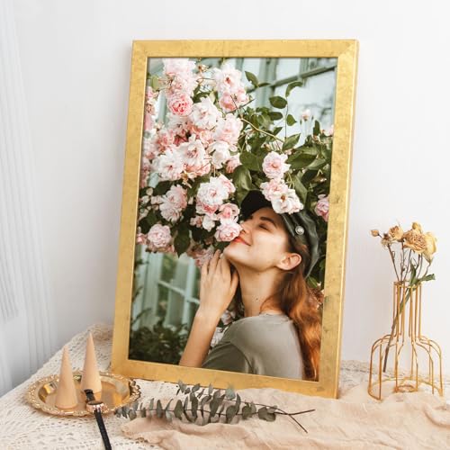 Image of Golden State Art, 11x17 Gold Picture Frame Made of Solid Wood and Tempered Glass - Wall Mounting - Great for Posters, Weddings, and Engagements, 4 Pack