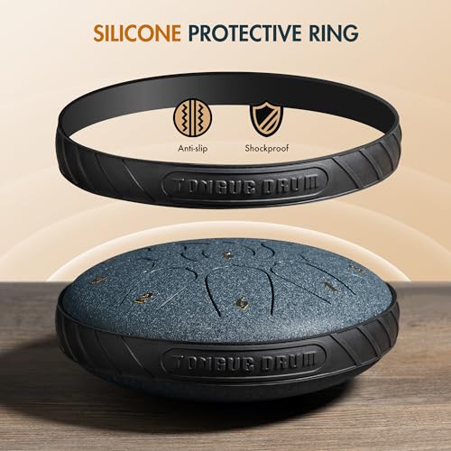 CAHAYA Steel Tongue Drum 6-Inch: 11 Notes Rain Drum Steel Percussion Hand Tongue Drums with Music Score Drums Mallets Finger Paddles and Carry Bag for Kids Gift Musical Education Meditation Navy Blue - Image 3