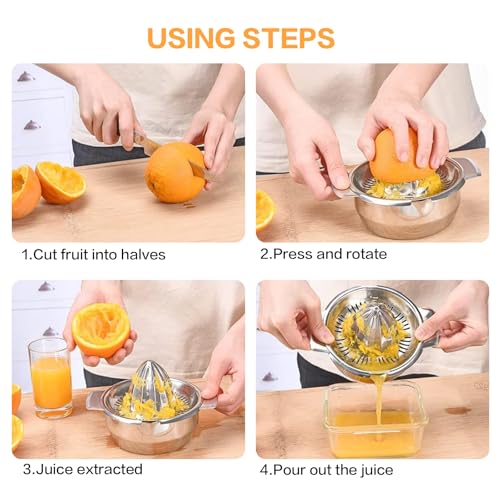 Presse Agrume Manuel Inox, 400ml, Pour Citrons, Limes, Oranges, Pamplemousses Et Agrumes – Image 3