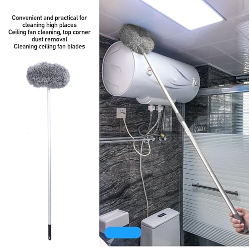 Image of Extendable Washable Duster with 360 Rotation for Ceiling Fans & Furniture, 8.2ft Dust Removal Tool with Extension Pole (Gray)