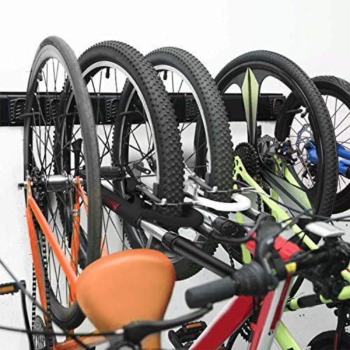 SETROVIC Fahrrad Wandhalterung für 5 Fahrräder, Fahrradwandhalter Wandhaken Bike Ständer für Haus und Garage (5 Haken und 2 Schienen)