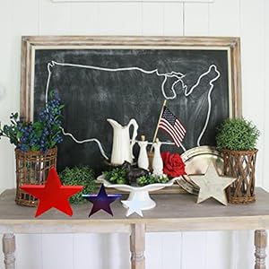 Red white and blue star wood sign decorations 4th of july memorial day patriotic party supplies table ideas  urban country home decor