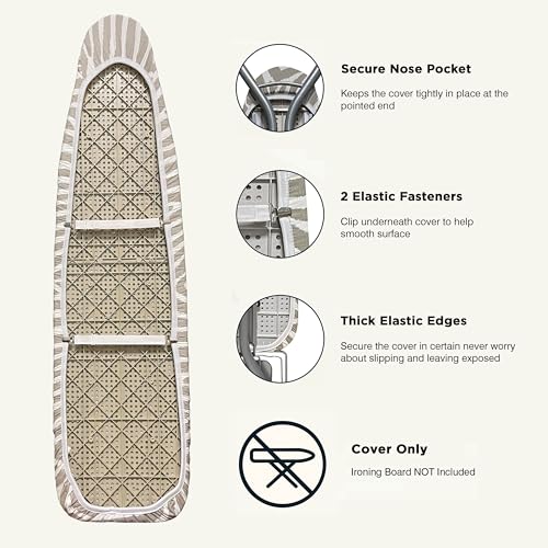 Image of Ironing Board Cover and Pad 18 inchx54 inch Extra Thick Natural Cotton, Scorch and Stain Resistant Iron Board Cover, Extra Large Iron Board Cover with Fasteners Heavy Duty Heatproof Elastic Edge Zebra