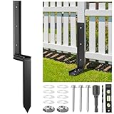 Housolution Fence Post Repair Kit, Steel Post Repair Stake with Adjustable Angle, Separated Anchor Ground Spike Easy to Fix Broken Wooden Posts, Rustproof Garden Fence Set (1 Pack)