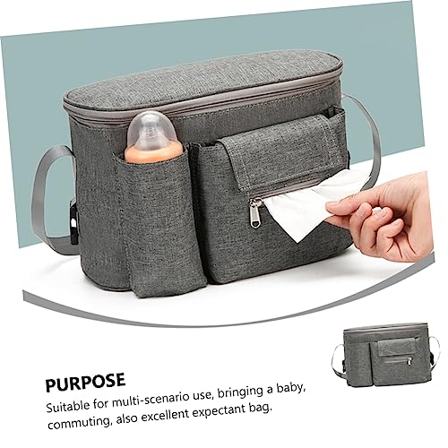 Bolso organizador multifuncional para pañales gris claro miniatura 7