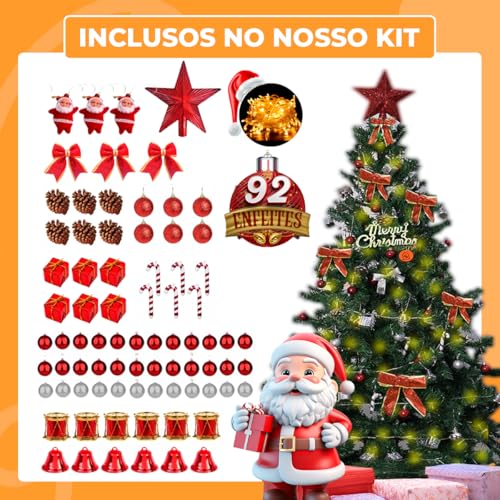 Árvore De Natal Decorada 1.80m 92 enfeites Cheia 600 Galhos Luxo Grande Premium Verde Decoração Luxo
