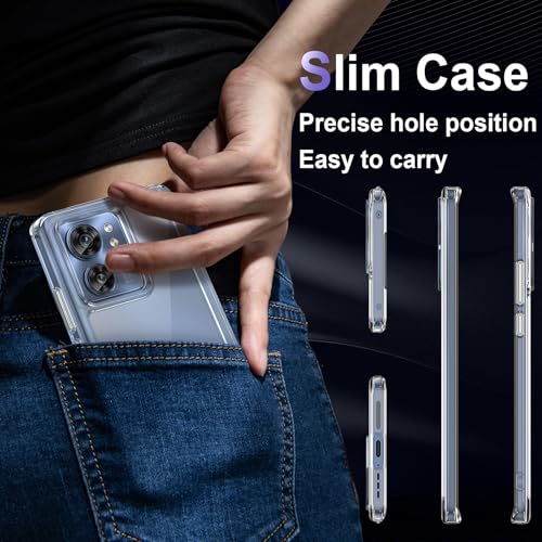 Image of Case for Motorola Edge 2023 /Motorola Edge 40, Military Grade Drop Protection Phone Case, Yellowing Resistant, Anti-Scratch Hard PC Back, Shockproof Hard Ultra-Thin Protective Cover, Clear