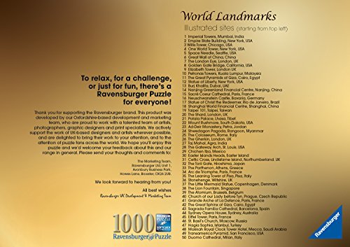 Ravensburger World Landmarks Puzzle, Sehenswürdigkeiten aus der ganzen Welt, 1000 Teile – Bild 5