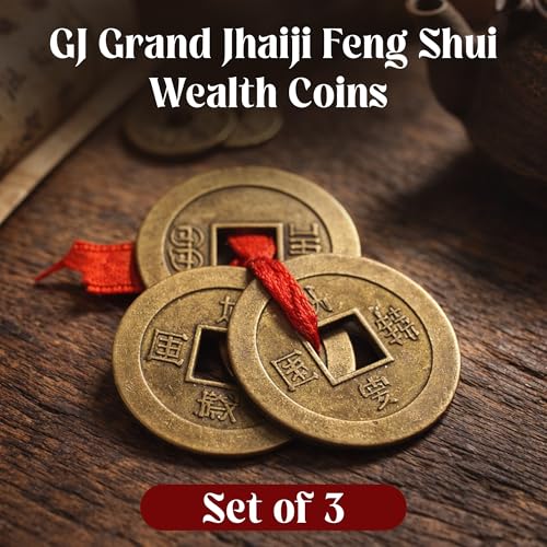 Image of GJ Feng Shui Lucky Coins Set of 3 for Wealth, Money & Business Luck | Vastu Coins for Wallet, Home & Office | Good Luck Charms & Feng Shui Items | 2.5 cm
