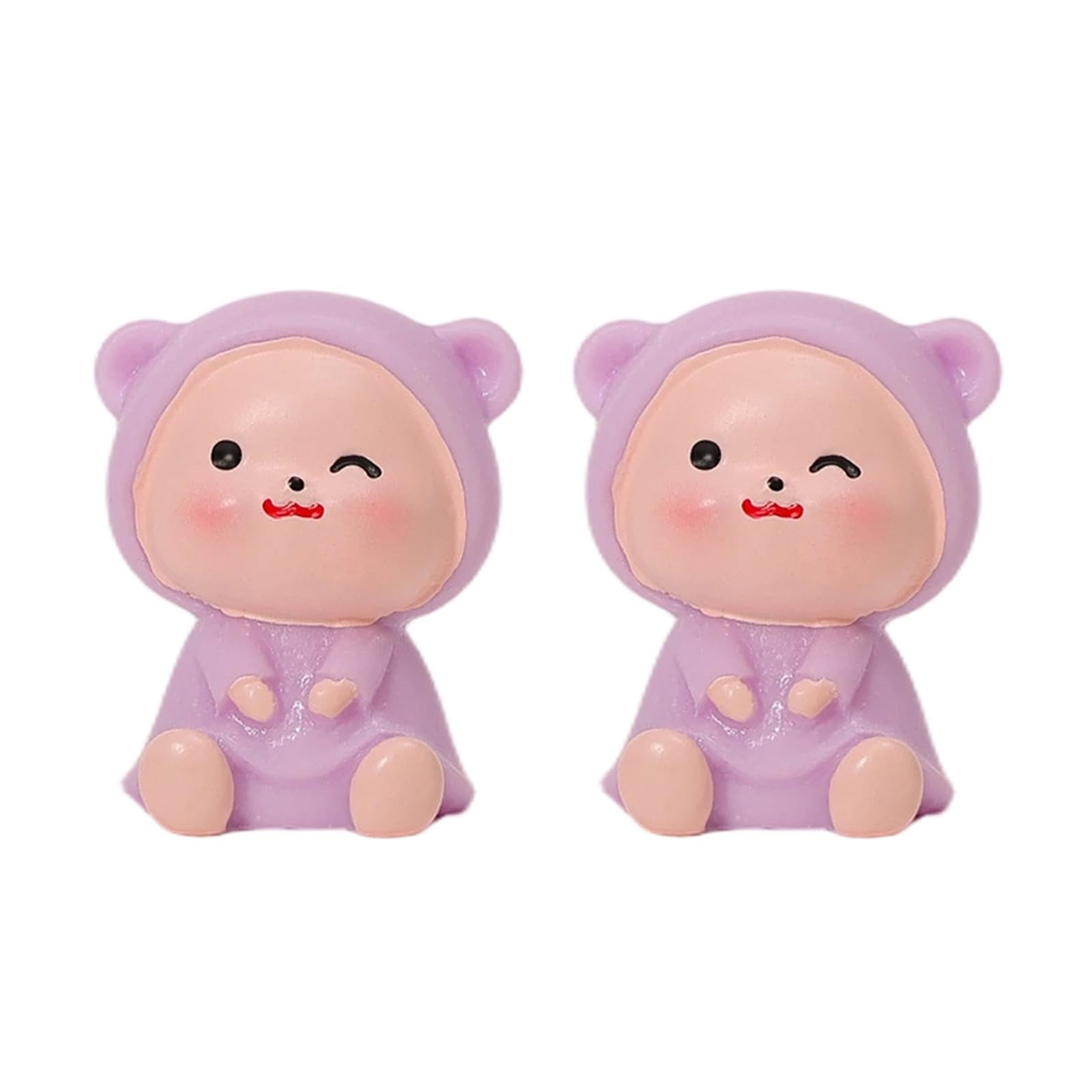 Virelynx 2Pcs Mini Raincoat Bears – Mini Resin Figures Small Miniature Bear, Cute Tiny Bears Animals Figurines for Fairy Gardens Car Decor