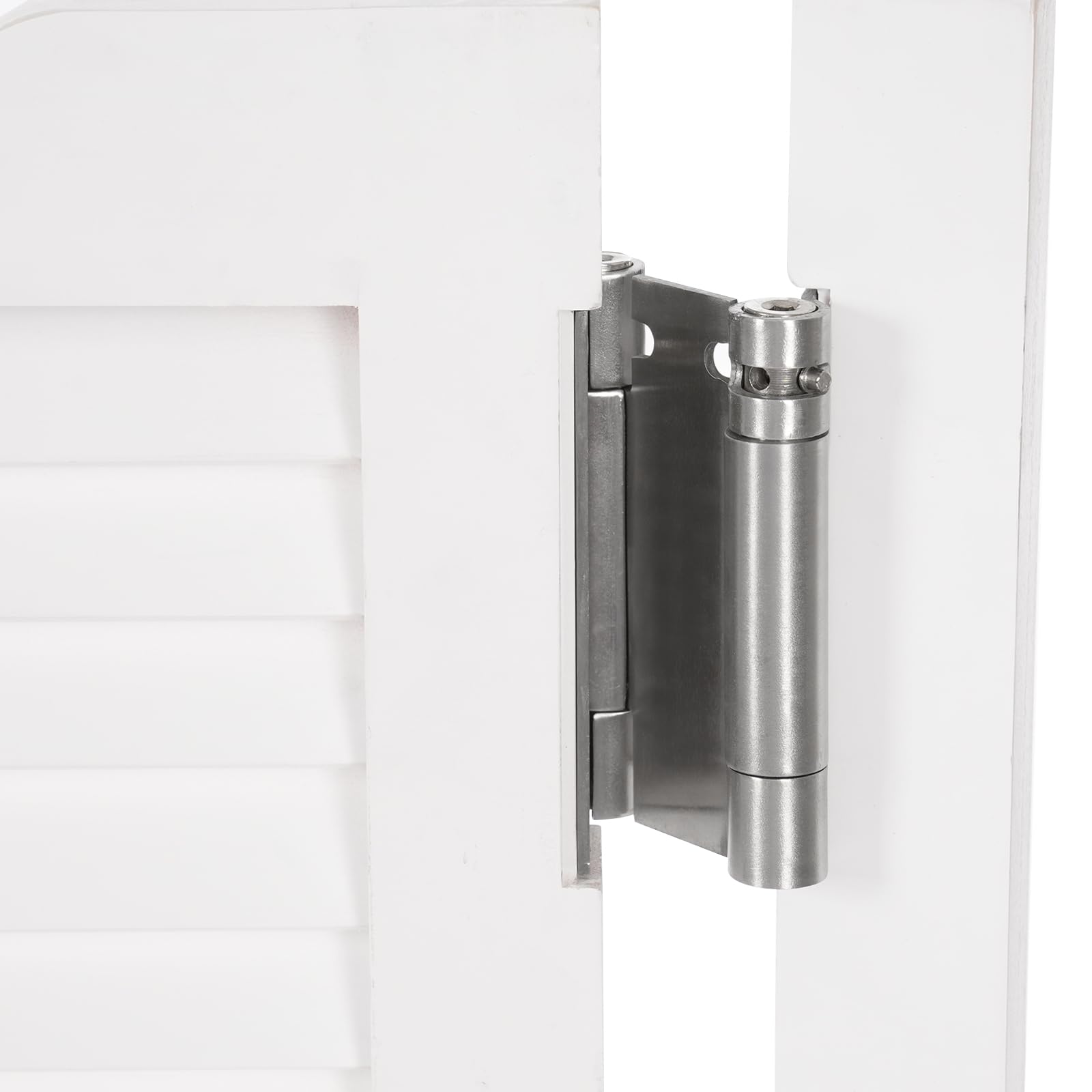 Puerta Vaivén Doble 107x91cm Blanca Diseño Persianas de Madera de Pino para Pasillo, Cocina u Hogar, Separador de Ambientes, Instalación Sencilla, Apta para Oficinas y Espacios Interiores