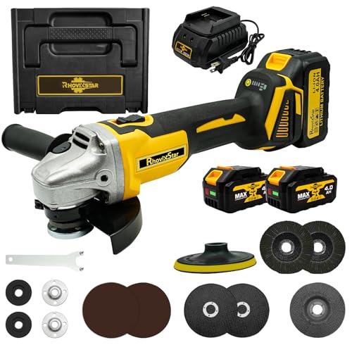 RhovixStar Brushless Angle Grinder Cordless, 3/8 Inch Battery Grinder Power Tools for Cutting,
