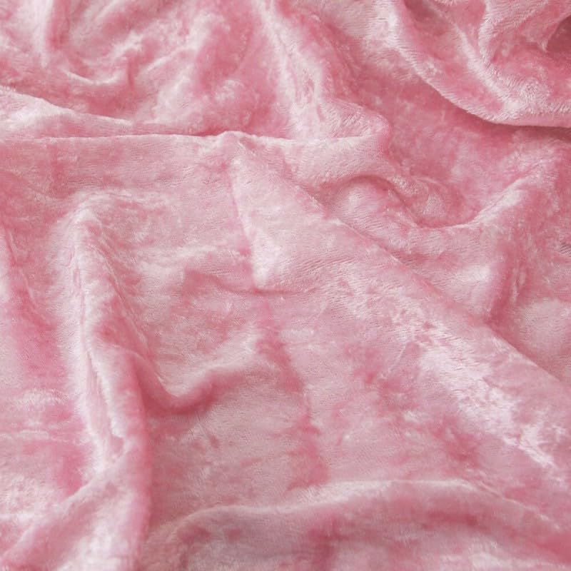 Crushed Velvet Fabric Stretch Velour Material 150cm Wide - Per Metre (Baby Pink) — image 1