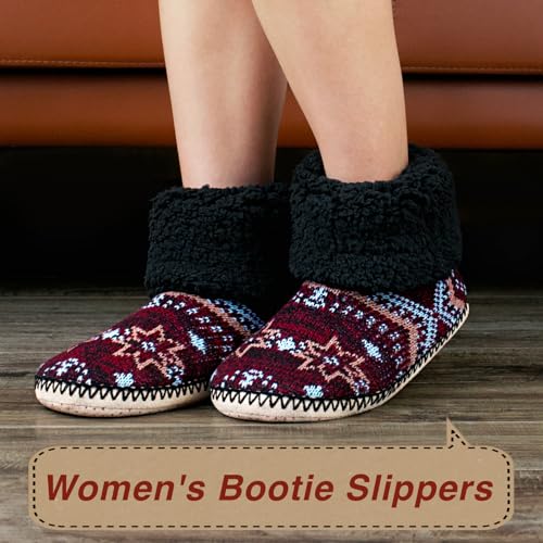 Image of cosyone1997 Cable Knit Slipper Socks for Women Non Slip Soft Sole | Fuzzy sherpa lining, gripper dots, flexible bootie coverage and machine washable care for warm, comfortable indoor wear