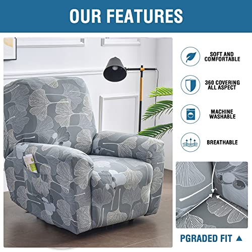 Image of Eco-Ancheng Recliner Slipcovers 4-Pieces Lazyboy Recliner Covers Recliner Couch Covers Recliner Chair Cover Non Slip Reclining Slipcovers with Storage Pockets Furniture Protector for Living Room