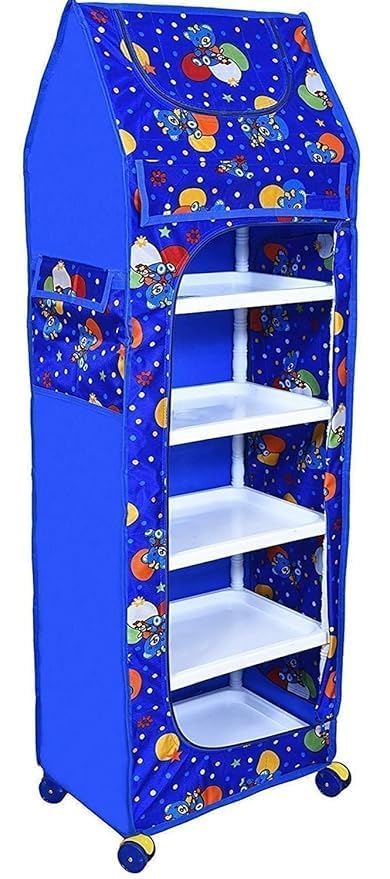 Image of Baby Wardrobe Plastic Multipurpose 6 Shelve, Foldable, (Unbreakable Material) (Blue, 6 Shelves)