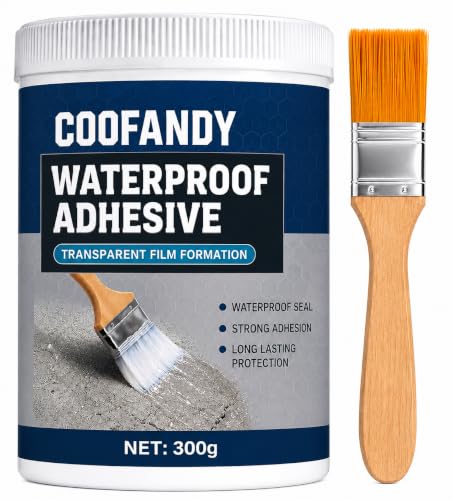 Image of COOFANDY Transparent Waterproof Adhesive Glue 300g with Brush, Roof Leakage Repair Sealant, Crack Seal Agent for Wall Cracks, Clear Waterproof Resin Epoxy Coating, Water Proof Glue for Waterproofing