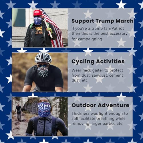 Unisex Trump 2024 Face Mask Neck Gaiter, Multipurpose Patriotic Neck Gaiters Balaclava Bandana for Adults4