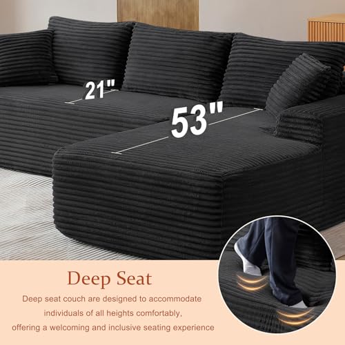 Image of 95 inch Boneless Couch for Living Room, L Shaped Modular Sectional Sofa