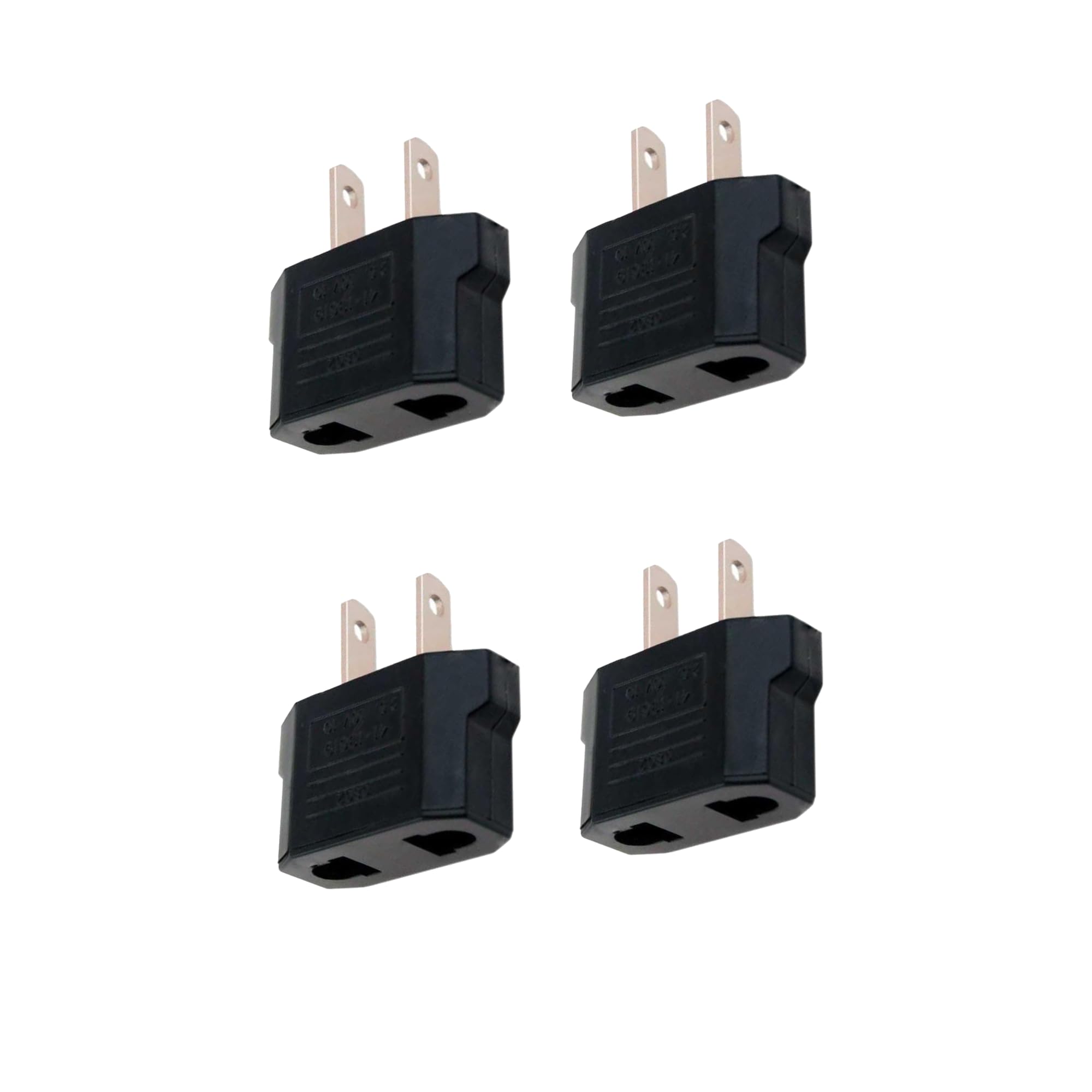 Pack de 4 Adaptador Enchufe Europeo a Americano, Conversor EU a US Tipo C/E/F a Tipo A, Adaptador de Viaje para Estados Unidos, Japón, México, Canadá y China, Negro — view 3