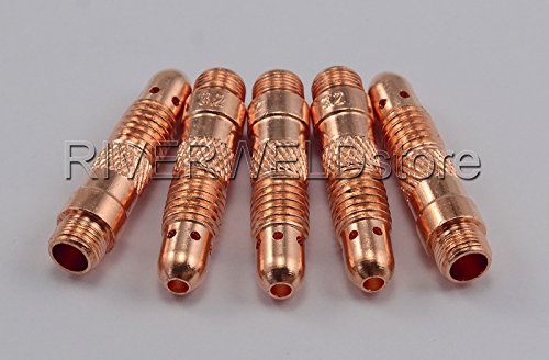 Image of RIVERWELD TIG Collet bodies 10N28 1 /8 inch & 3.2mm for TIG 17 18 26 5pcs | for QQ300 PTA DB SR WP 17 18 26 TIG Welding Torch