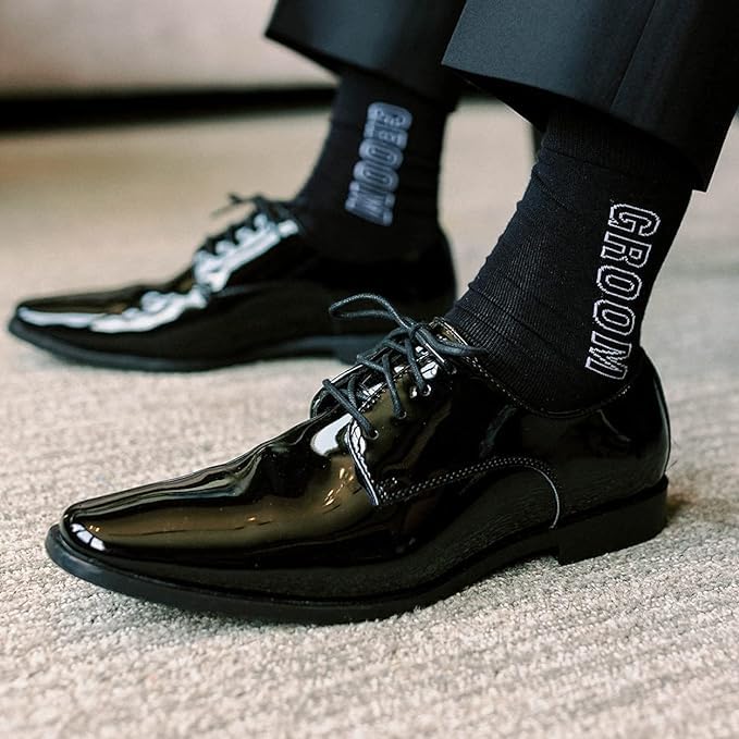 Groomsman Socks - Groom, Best Man, Father of Bride & Groom. Wedding Dress Socks, Groomsmen Proposal (US, Alpha, One Size, Regular, Regular, Black, Bulk Discount - Build Your Set, Groomsman Socks)3