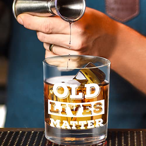 LIGHTEN LIFE Old Lives Matter Whiskey Glass 340ml,Rock Glass in Valued Wooden Box,Funny Birthday or Retirement Gift for Grandpa,Dad - Image 4