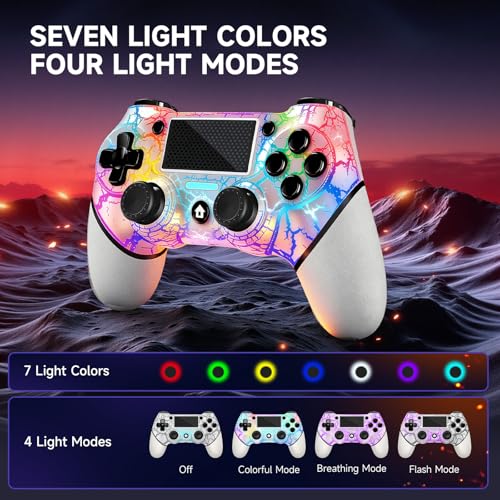 Image of AceGamer 2 Pack for PS4 Controller, Hall Effect Joysticks & Programmable Back Buttons, Wireless Controller for PS4 /Pro /Slim /PC, RGB Light /Turbo /Vibration /Motion /3.5mm Audio Jack!