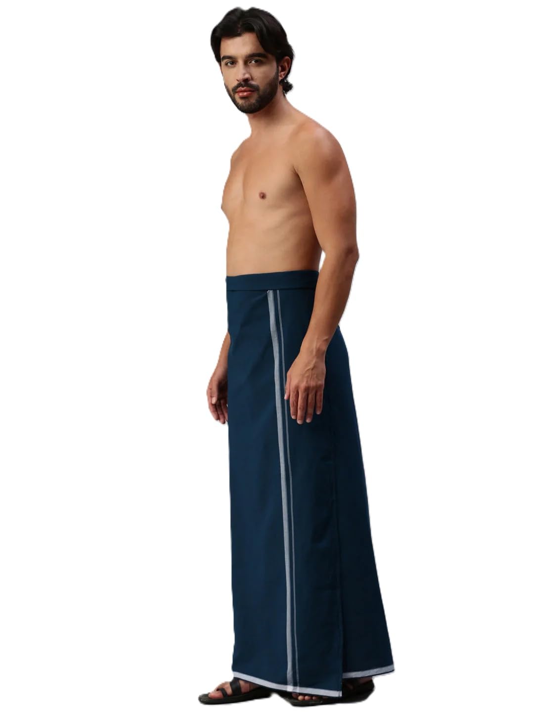 nandu Brand Elite Men's Cotton Colour Dothi - Pack of 1 (Garment Washed Dothi & Stiched and Ready to Wear) Colour Royal Navy/Dark Red/Light Green/Kavi/Balck/Senthuram/Ruby Grey-picture-31