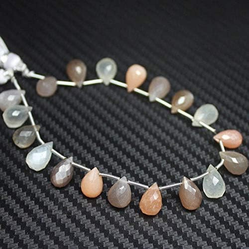 1 Strand Moonstone Tear Drop Faceted 8'' Long Strand Gemstone Beads, Jewelry Supplies for Jewelry Making, Bulk Beads, for Meditation Jewellery Gemstone Size 11mm to 12mm