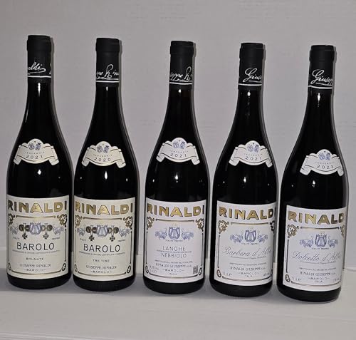 Giuseppe Rinaldi Confezione da 5 Bottiglie, Barolo Tre Tine, Barolo Brunate, Nebbiolo, Barbera, Dolcetto, 75 cl